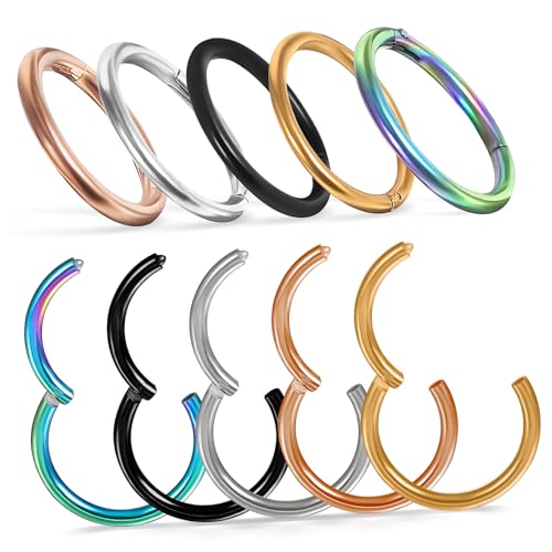 VERDANVERSE 10 Stück Teiliges Edelstahl Nasenringe Dekorative Damen Nasenhoops Hautfreundlich Schmerzfrei Poliert Vielseitig für Nasen und Ohrpiercing Modischer Schmuck für Frauen von VERDANVERSE