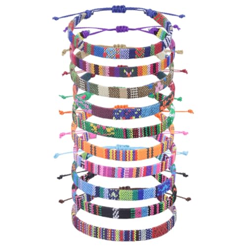 VERDANVERSE 10 Stück Teiliges Ethno Armband Handgewebt Verstellbar Baumwolle Leinen Material Strand Schmuck für Damen und Herren Sommerliche Freundschaftsarmbänder Vielseitig und Robust von VERDANVERSE