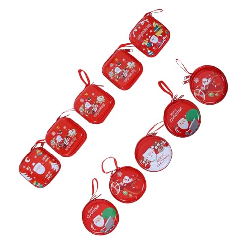 VERDANVERSE 10 Stück Teiliges Mini Münzgeldbörse mit Reißverschluss Weihnachtliches Design Langlebig und Wiederverwendbar Christbaumschmuck Anhänger Praktische Münzhalter für von VERDANVERSE