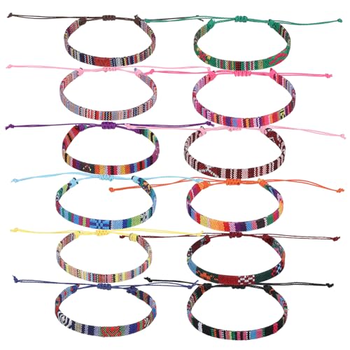 VERDANVERSE 12 Stück Teiliges Bunte Geflochtene Fußkettchen und Armbänder Verstellbare Boho Freundschaftsarmbänder für Damen und Herren Sommerliche Strandaccessoires Handgewebt Vielseitig von VERDANVERSE