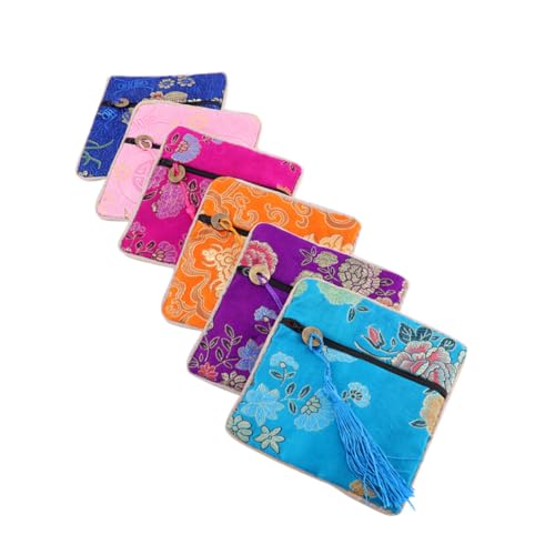 VERDANVERSE 12 Stück Teiliges Chinesische Geldbörse Damen Portemonnaie mit Reißverschluss Bunte Kleine Geldbeutel im Traditionellen Stil Große Kapazität für Münzen Karten und Bargeld Modische von VERDANVERSE
