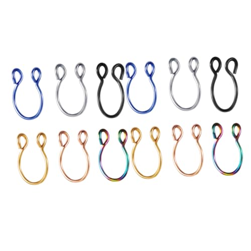 VERDANVERSE 12 Stück Teiliges Fake Nasenringe Piercing Einfache Nasen und Lippenringe in Schwarz Silber Gold Roségold Blau Modischer Schmuck für Damen von VERDANVERSE