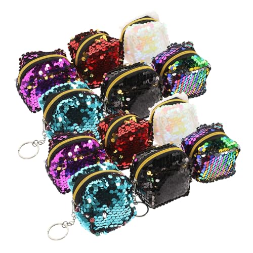 VERDANVERSE 12 Stück Teiliges Quadratische Pailletten Mini Geldbörsen Weiche Langlebige Münztaschen für Damen Leichte Vielseitige Aufbewahrungstaschen in Rot Violett Grün Schwarz und Bunt von VERDANVERSE