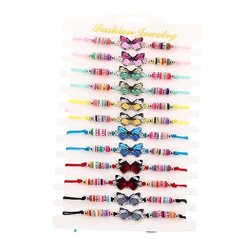 VERDANVERSE 12 Stück Teiliges Verstellbares Kinderarmband aus Buntem Polymer Clay mit Boho Schmetterlingsdesign Handgefertigtes Ethno Schmuckstück für Mädchen Farbenfrohe Perlenarmbänder für von VERDANVERSE