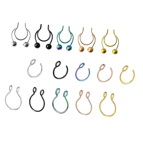 VERDANVERSE 15 Stück Teiliges Set Fake Nasenringe Antioxidative Piercing Schmuckstücke für Damen für Hochzeiten und Reisen mit Feiner Verarbeitung und Ansprechendem Design von VERDANVERSE