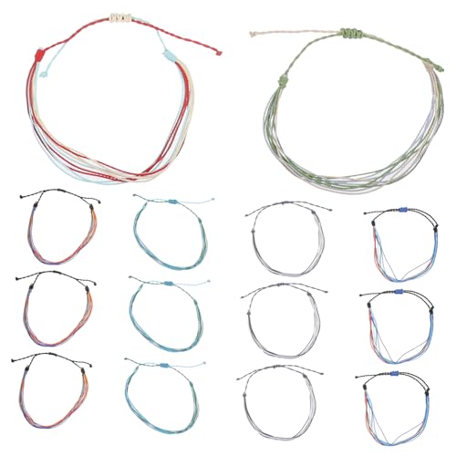 VERDANVERSE 16 Stück Teiliges Boho Fußkettchen Geflochtene Wachs Schnur Strand Schmuck Fußkette Damen Verstellbar Einzigartiges Design für Sommer und Alltag Zufällige Farbe Zufällige Farbe von VERDANVERSE