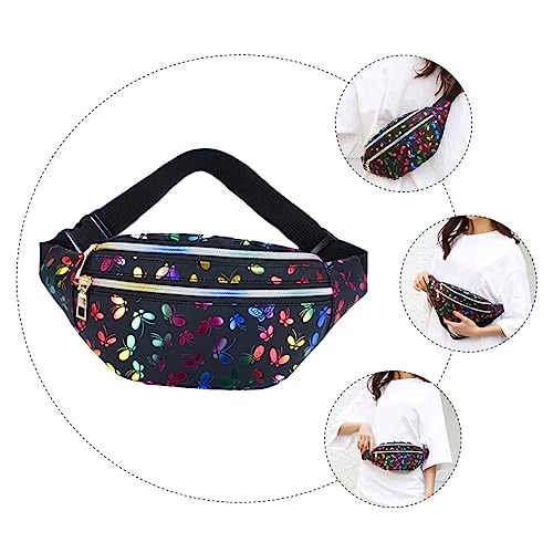 VERDANVERSE Hüfttasche Damen Mit Bedrucktem Muster Schwarz Umhängetasche Brusttasche Aus Hochwertigem Pu-Material Großes Fassungsvermögen Für Handy Schlüssel von VERDANVERSE