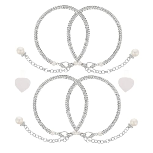 VERDANVERSE 2 Paare Abnehmbare High Heel Schuhriemen mit Verstellbaren Perlenakzenten Anti lose Knöchelriemen für Damen Komfortable Einfache Installation Elastische Fersenhalter für Stilvolle von VERDANVERSE