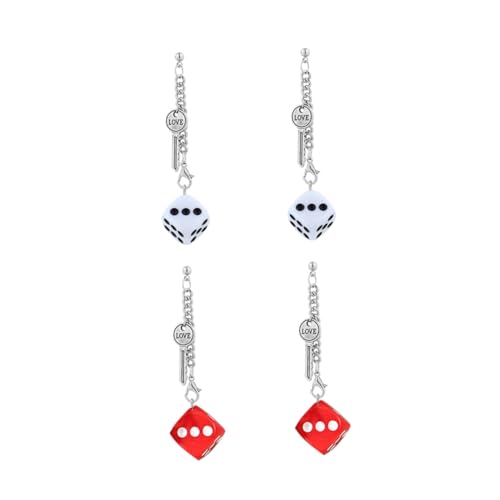 VERDANVERSE 2 Paare Damen Ohrhänger Würfel Design Lange Ohrringe Geometrisch Key Love Buchstaben Ohrschmuck Weiß Rot Modern Alltag Party von VERDANVERSE