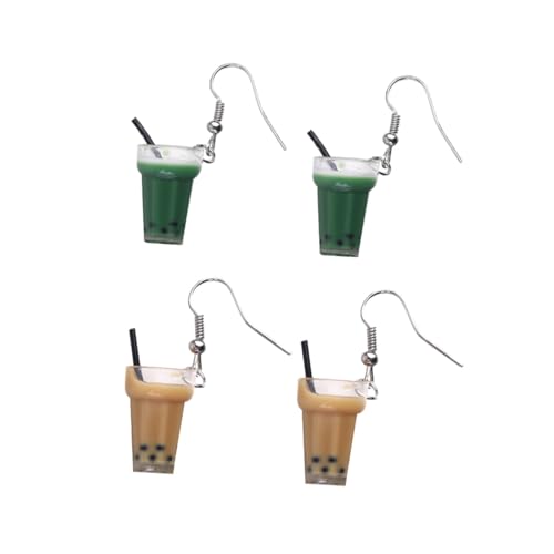 VERDANVERSE 2 Paare Kreative Milchtee Ohrringe Damen Simulierte Bubble Tea Ohrhänger Lustige Ohrhaken Schmuck Geschenkidee Langlebig und Auffällig von VERDANVERSE