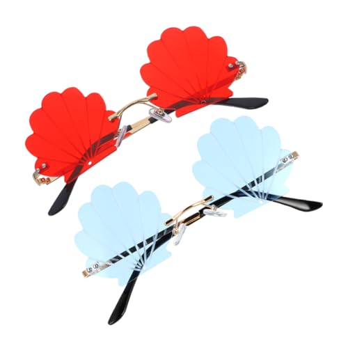 VERDANVERSE 2 Paare Randlose Muschel sonnenbrille UV schutz Leichte Kunststoffbrillen Strand Party Zubehör Stylische Bequeme Sommerbrille für Damen und Herren Urlaub Beach Street Photography von VERDANVERSE