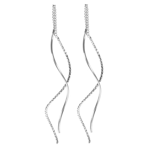 VERDANVERSE 2 Paare Spiral Threader Ohrringe für Frauen Gewundene Wellen Designs Langlebige Ohrhänger aus Robustem Material Geschenke für Besondere Anlässe Silberfarben von VERDANVERSE