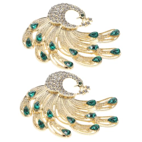 VERDANVERSE 2 STÜCK Pfau Vogel Broschen aus Langlebiger Zinklegierung Dekorative Anstecknadeln für Damen Vielseitige Schmucknadeln für Kleidung Schals und Cardigans Tierbroschen von VERDANVERSE