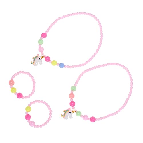 VERDANVERSE 2 Satz Einhorn Schmuckset Teilig Rosa Cartoon Anhänger Armband und Halskette Einfaches Design Langlebiges Material für Mädchen Party Urlaub DIY Schmuck Accessoire von VERDANVERSE