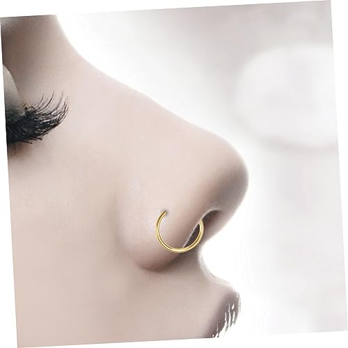 VERDANVERSE 2 Stck Chirurgischer Nasenring aus Titanstahl Offener C Förmiger Nasenreif Hautfreundlich Poliert Unisex Schmuck für Damen und Herren Goldfarben von VERDANVERSE