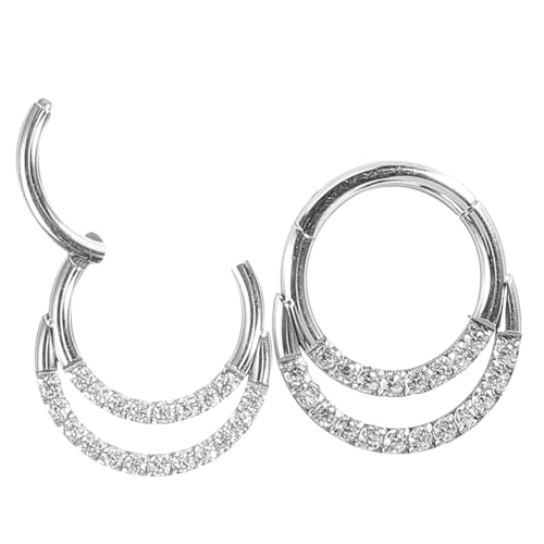 VERDANVERSE 2 Stck Edelstahl Nasenring mit Weißen Zirkonia Besetzt Geschlossene Nasenpiercing Ringe Dekorative Nasenstecker für Damen Modischer Schmuck für Alltag und Besondere Anlässe von VERDANVERSE