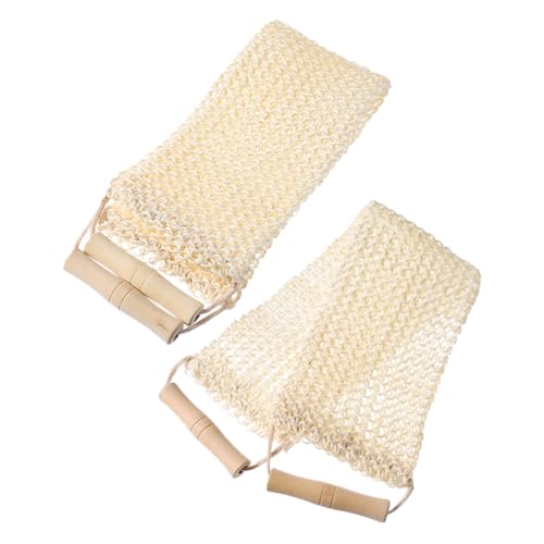VERDANVERSE 2stücke Peeling-handtücher Für Körper Aus Natürlichem Sisal Mit Holzgriff Badeschrubber Für Rücken Waschlappen Für Dusche Hautpflege-tool von VERDANVERSE