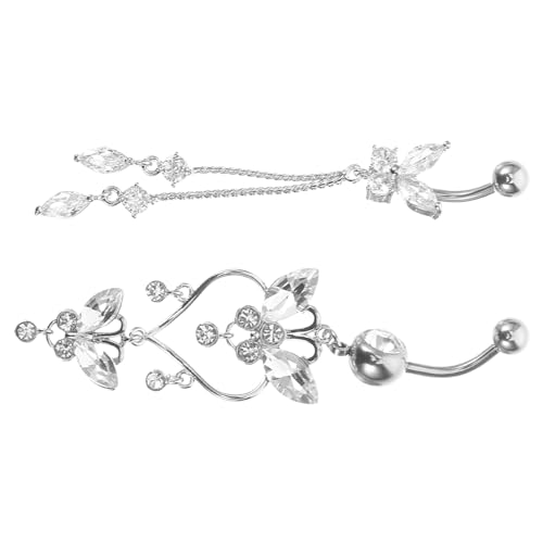 VERDANVERSE 2 Stück Bauchnabelpiercing mit Zirkonia Hängende Schmuckstücke für Frauen für Strandpartys und Cosplay Hautfreundlich und Langlebig von VERDANVERSE