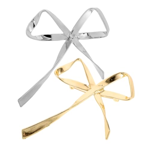 VERDANVERSE 2 Stück Broschen mit Schleifenmotiv Vielseitig Kombinierbare Anstecknadeln in Gold und Silber Modische Schmuckaccessoires für Blusen Mäntel und Schals bei Halloween Partys und von VERDANVERSE