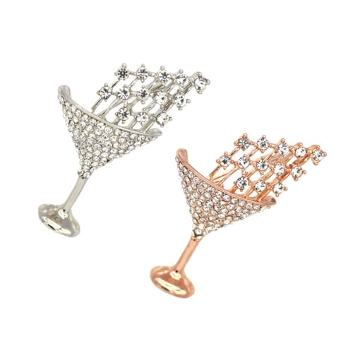 VERDANVERSE 2 Stück Cocktailglas Brosche mit Strass Kreative Party Anstecknadeln Schmuckpins für Damen Vielseitige Accessoires für Festliche Anlässe Geschenkidee Zufällige Zufällige Farbe von VERDANVERSE