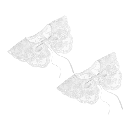 VERDANVERSE 2 Stück Damen Abnehmbare Spitzen Fake Kragen mit Floraler Stickerei Verstellbarer Bindekragen Weicher und Langlebiger Einsatz Modischer Blusenkragen für Vielseitige Outfits von VERDANVERSE