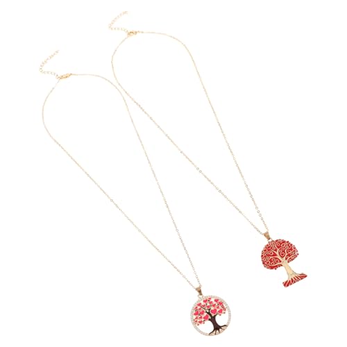 VERDANVERSE 2 Stück Damen Halskette Tree Of Life Stilvolles Schmuckstück mit Filigranem Hohlem Baum Anhänger Langlebig Glänzend Vielseitig für Alltag und Besondere Anlässe Geeignet von VERDANVERSE