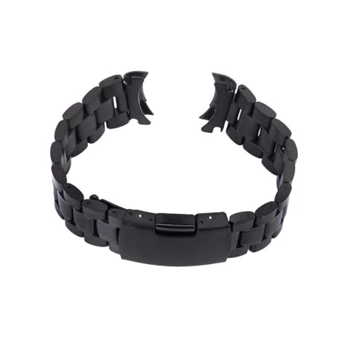 VERDANVERSE 2 Stück Edelstahl Uhrenarmband Herren mit Gebogenen Enden Robustes Ersatzarmband aus Solidem Edelstahl Faltbare Dornschließe mit Push button Inklusive Federstegen Schwarz von VERDANVERSE