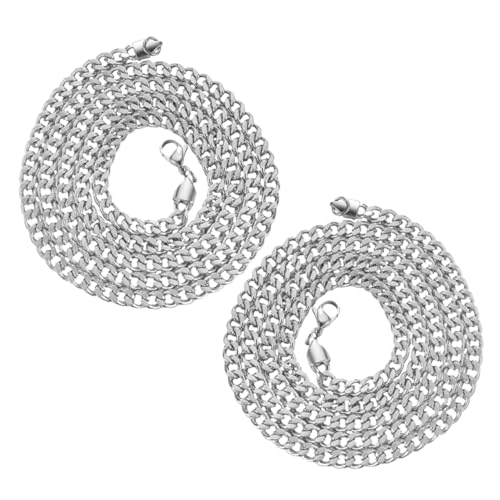 VERDANVERSE 2 Stück Edelstahlkette Herren Kubanische Gliederkette Silberfarben Robust Modisch Vielseitig Für Alltag und Fest von VERDANVERSE