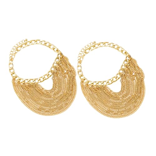 VERDANVERSE 2 Stück Goldene Punk Fußkette mit Mehrlagigem Quastenanhänger Damen Fußkettchen für Party Strand und Alltag Langlebige Metallkette im Boho Stil von VERDANVERSE