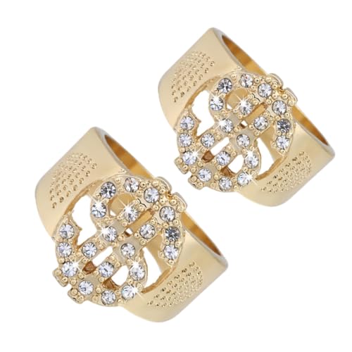 VERDANVERSE 2 Stück Hip Hop Herren Ringe Kreative Finger Schmuck Goldfarben Auffälliges Design Party Alltag von VERDANVERSE