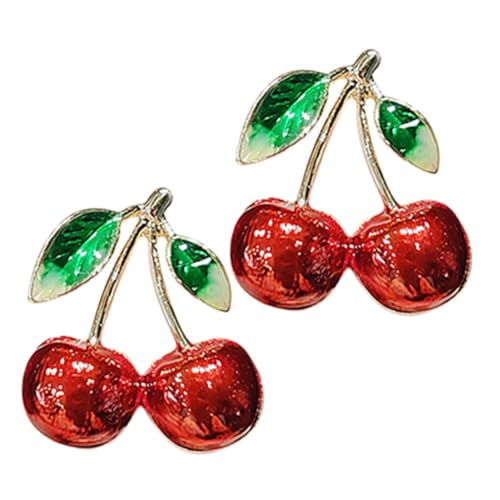 VERDANVERSE 2 Stück Kirsche Broschen Damen Legierungs Anstecknadeln Modisch Sicherheitsbroschen für Kleidung Accessoires Geschenkidee Geburtstag und Alltag von VERDANVERSE