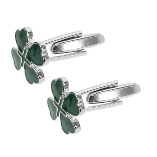 VERDANVERSE 2 Stück Klassische Manschettenknöpfe mit Grünem Irischem Herz Vierblättrigem Kleeblatt Emailliert Langlebig Modisch für St Patrick's Day Party Accessoires und Festliche Anlässe von VERDANVERSE