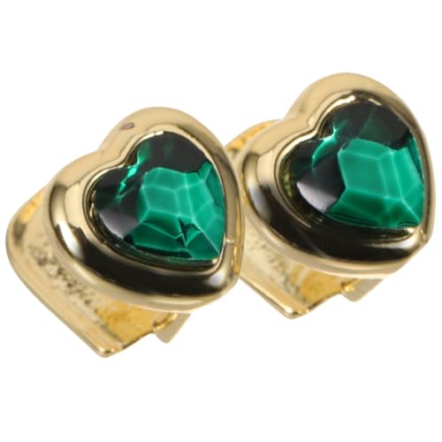 VERDANVERSE 2 Stück Metal Hip Hop Teeth Grills Herzförmige Grüne Edelstein Zähne Dekorative Metallgrills Abnehmbar Robust Für Alltag Club Party von VERDANVERSE