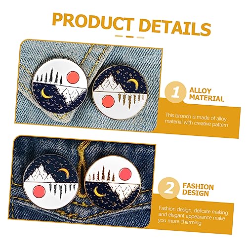 VERDANVERSE 2 Stück Mond und Sonne Broschen Kreative Schmuck Brosche Langlebige Kleidung Dekoration Glänzende Oberfläche Geeignet für Damen Partys und Alltag Elegantes Accessoire für Pullover von VERDANVERSE