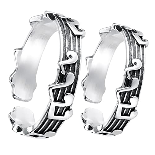 VERDANVERSE 2 Stück Musiknote Ringe Verstellbare Damen und Herrenringe Dekorative Öffnungsringe für Finger Leicht Langlebig und für Alltag und Besondere Anlässe von VERDANVERSE