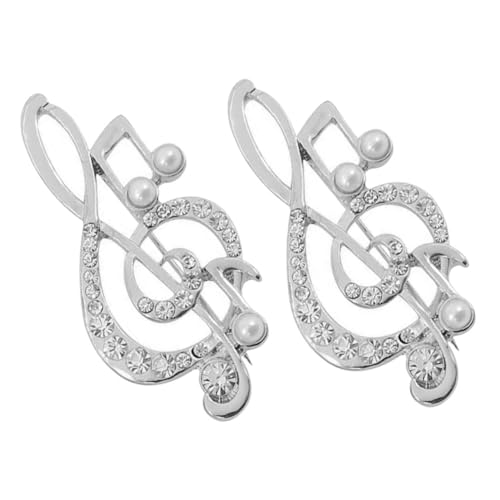 VERDANVERSE 2 Stück Neuheit Musik Note Brosche Pins Gefälschte Perle Musik Note Revers Pin Mantel Brosche Dekorative Brosche Frauen Revers Pin Pullover Brosche von VERDANVERSE