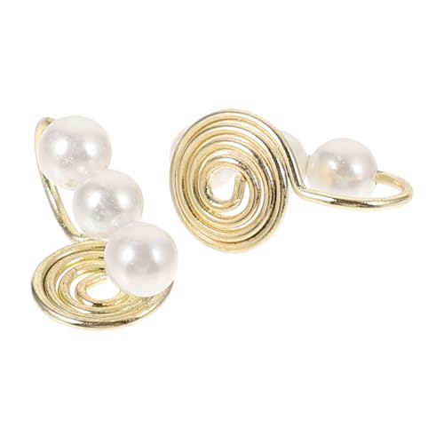 VERDANVERSE 2 Stück No Ohrclips Damen Goldbeschichtet mit Perlen Ohrschmuck Ohrdekoration Ohrklemme Ohrlöcher Teiliges für Mädchen und Frauen von VERDANVERSE