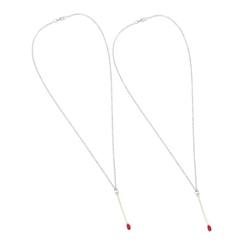 VERDANVERSE 2 Stück Novelty Matchstick Anhänger Halskette Handgefertigte Freundschaftskette mit Verstellbarer Kette Modisches Statement Schmuckstück als Besonderes von VERDANVERSE