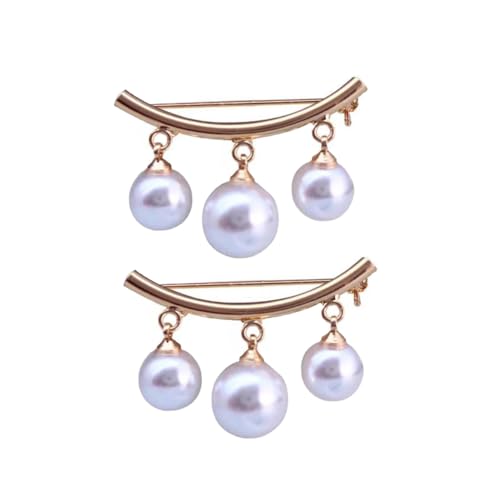 VERDANVERSE 2 Stück Perlen broschen aus Legierung Kreative Anstecknadeln als Modisches Kleidungszubehör für Mädchen für Party Schal Pullover und Kleid Goldfarben von VERDANVERSE