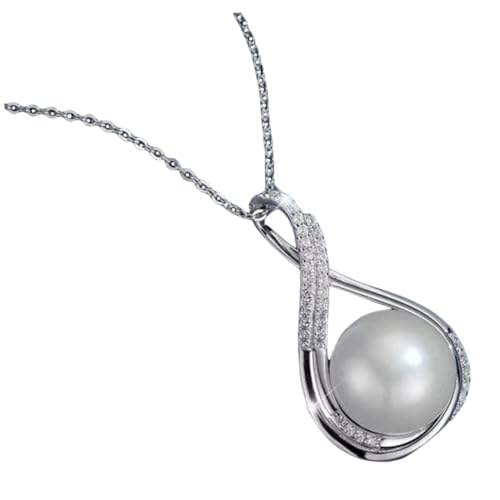 VERDANVERSE 2 Stück Perlenkette mit Zirkonia Anhänger Geometrische Süßwasserperlen Schlüsselbein Halskette Ästhetisches Schmuckstück für Frauen zu Hochzeit Geburtstag Weihnachten von VERDANVERSE