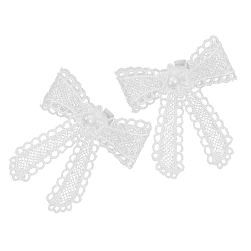 VERDANVERSE 2 Stück Perlenspitze Schleifen Schuhclips Abnehmbare Schleifen Charms Dekorationen für Hochzeit Party und Alltag Langlebige Spitzen und Kunststoffperlen Schmuck von VERDANVERSE