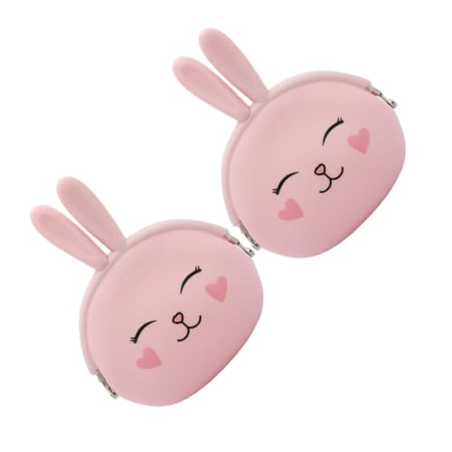 VERDANVERSE 2 Stück Rosa Geldbörse Mit Hasen Design Aus Silikon Kleine Münztasche Tragbare Wechseltasche Für Mädchen Schlüssel Und Geldbörse Leicht Und Schlank von VERDANVERSE