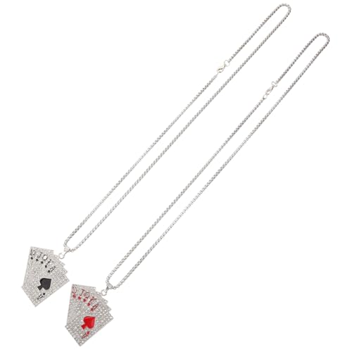 VERDANVERSE 2 Stück Poker Anhänger Halskette mit Spielkarten Design Modische Partnerkette aus Edelstahl Stylisches Schmuckaccessoire für Damen und Herren Geeignet für Alltag und Festivals von VERDANVERSE