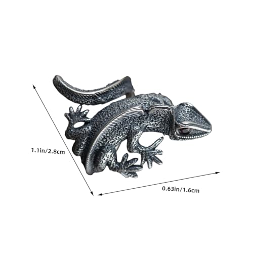VERDANVERSE 2 Stück Retro Eidechsen Ring Einstellbar Unisex Reptil Schmuck Vintage Design Handgemacht Komfortabel Teen Jungen Accessoire von VERDANVERSE