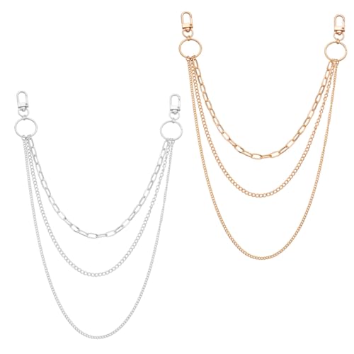 VERDANVERSE 2 Stück Retro Mehrlagige Taillenkette aus Metall in Gold und Silber Modischer Damen gürtel schmuck für Strandpartys Alltag und Besondere Anlässe von VERDANVERSE
