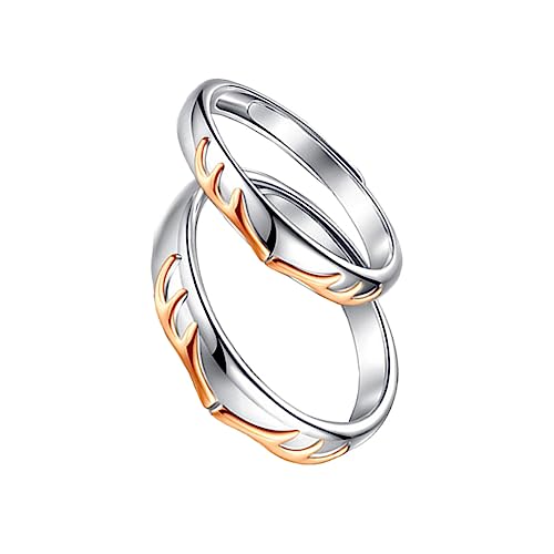 VERDANVERSE 2 Stück Ringe Silber Verstellbare Finger Ringe für Männer und Frauen Hand Schmuck für Verlobung Geburtstag und Jubiläumsfeiern von VERDANVERSE