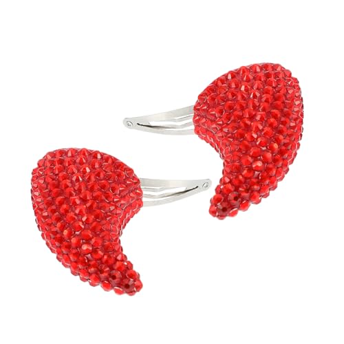 VERDANVERSE 2 Stück Rote Glitzernde Teufelshorn Haarspangen Halloween Kopfbedeckung Karneval Kostüm Haarschmuck für Frauen und Festliche Cosplay Accessoires Einfach zu Befestigen von VERDANVERSE