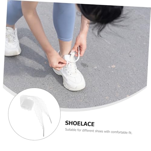 VERDANVERSE 2 Stück Spitzen Schnürsenkel Weiß Elastisch Locker Schuhbänder für Sneaker und High Heels Ballett Inspiriertes Design Süße Schleifen Riemen für Mädchen und Damen von VERDANVERSE