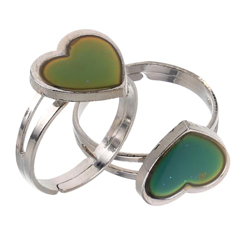 VERDANVERSE 2 Stück Stimmungsring Damen Temperatur Farbwechsel Offener Herzring Mode Schmuck für Frauen Teens Emotion Thermochromatisch von VERDANVERSE