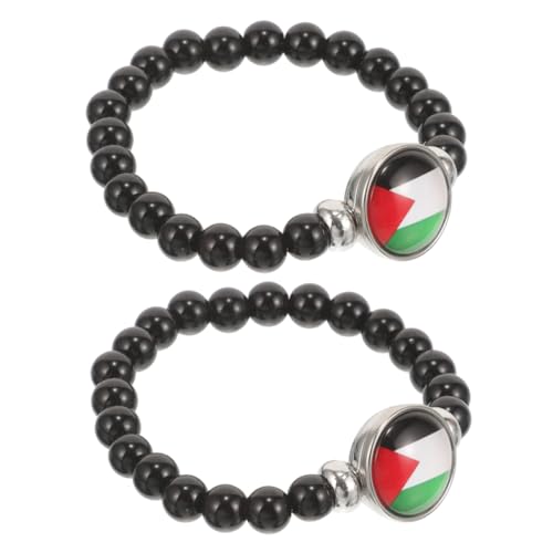 VERDANVERSE 2 Stück Teiliges Armband mit Palästinenserflagge Stylisches Glasperlen Wristlet für Frauen und Männer Modisches Armband für Nationale Feiertage und Besondere Anlässe von VERDANVERSE